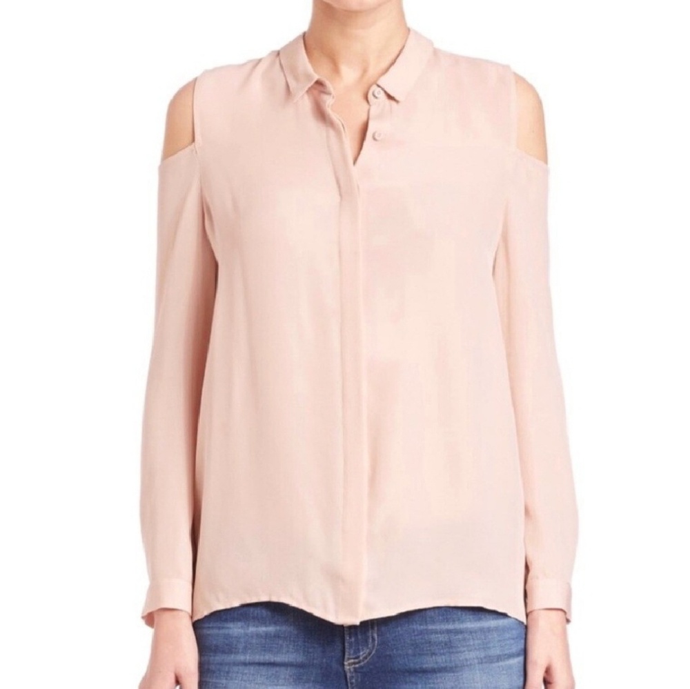 Blush Cold Shoulder Button Up Blouse